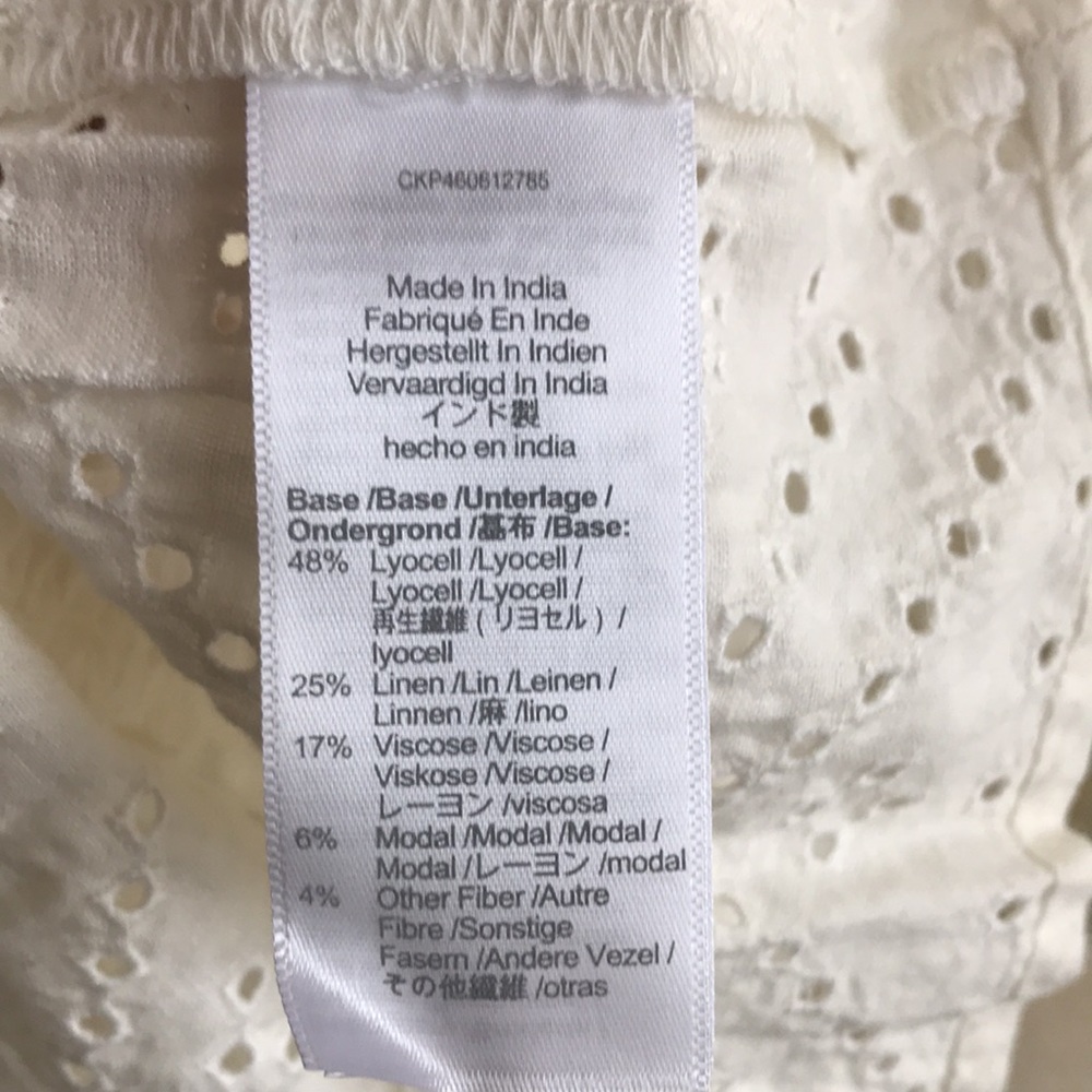 NWT Madewell size 1X Plus Rosalie Tie-Strap Top in White Geo Eyelet Sweet Summer - Picture 8 of 12